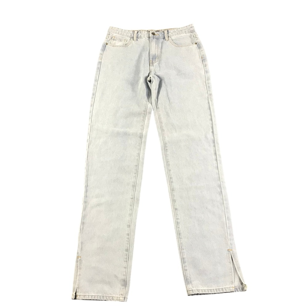 Lioness Alabama Jeans Light Denim High Rise Straight Leg Side Slit Size S NEW